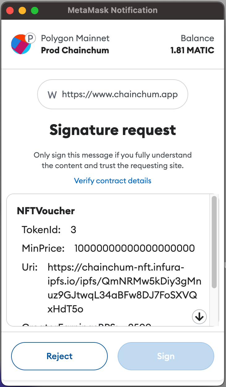 Wallet Sign NFT Voucher